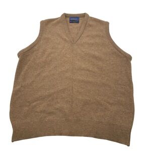 Vintage Pendleton Country Traditionals‎ Mens V Neck Lambswool Vest Tan Large